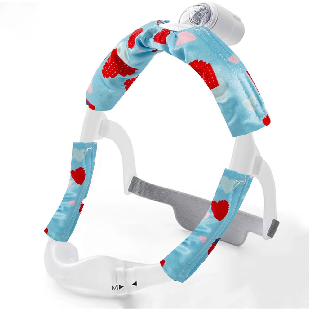 3 Pcs Satin Strap Covers, Silky Mask Frame Covers Pads Compatible with DreamWear or AirFit N30i/P30i Headgear Cover Set Hair Protector for Women Face Cushion for Reduce Red Marks (Heart)