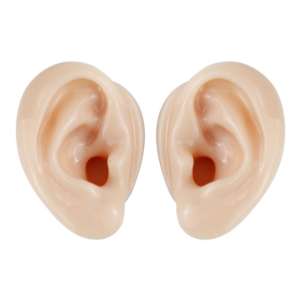2 Pcs Silicone Ear Model, Fake Ear Models Left and Right Soft Flexible Model Fake Ear Piercing Practice,Realistic Silicone Ear Mold for Study Practice Teaching Tool, Jewelry Display