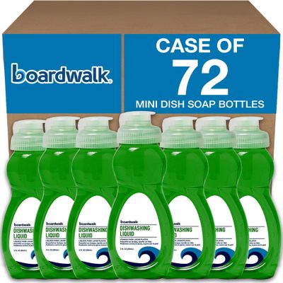 Boardwalk Dishwashing Liquid, Travel Dish Soap, Fresh Scent, 3 fl Ounce Bottle, Case of 72 Bottles
