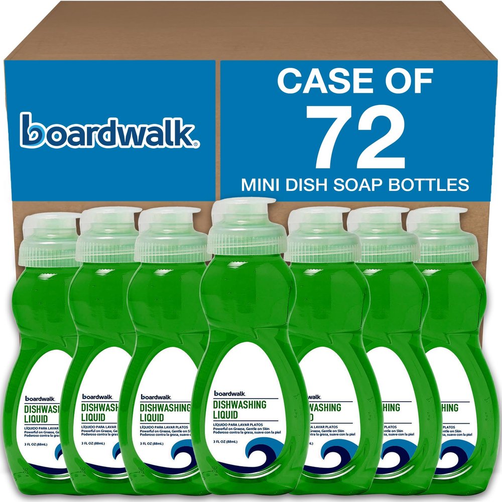 Boardwalk Dishwashing Liquid, Travel Dish Soap, Fresh Scent, 3 fl Ounce Bottle, Case of 72 Bottles