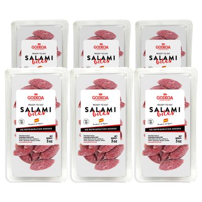 GOIKOA Salami Bites | Salchichon | Ready to Eat Snack | From Navarre, Spain | 3oz (85g) (Pack of 6)