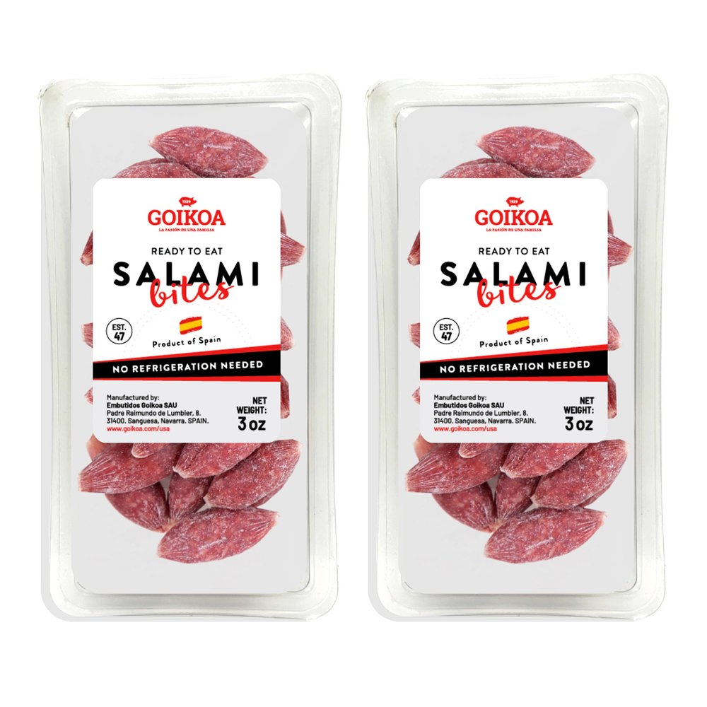 GOIKOA Salami Bites | Salchichon | Ready to Eat Snack | From Navarre, Spain | 3oz (85g) (Pack of 2)