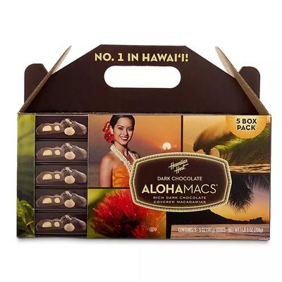 Hawaiian Host AlohaMacs Dark Chocolate Macadamia Nuts - Premium Hawaiian Easter & Mother's Day Gift - 5 Box Tote (25oz Total)