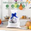 50 Packs Large Cellophane Bags 18" x 24" Clear Cellophane Gift Basket Wraps 2.3 Mil Thick Transparent Cello Bags for Fruit Basket, Gift Wrap, Treats, Arts and Crafts, 50ct Blue Ribbon Bows view 3