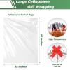 30 Packs 32 x 40 Inches Extra-large Gift Wrap Cellophane Bags for Basket Jumbo Clear Cellophane Wraps Clear Huge Cello Bags for Basket, Gift, Christmas Tree, Treat, Art and Craft, 30ct Red Ribbon Bows view 2