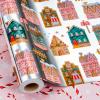 Yarcony Christmas Wrapping Paper Roll, Gingerbread House Wrapping Paper, Metallic Foil Adorable Village and Candy Cane Design Christmas Gift Wrap for Holiday, Winter Celebration (17 Inch X 33 Feet) view 1