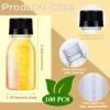 100 Pcs 2 oz Plastic Juice Shot Bottles with Caps, Clear Ginger Shots Bottles with Lids, Mini Jar for Liquids with Scale and Labels Portable Mini Containers for Ginger Juice Milk (Black Caps, 2OZ) view 2