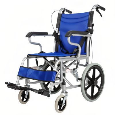 16 Inch Lightweight Folding Wheelchairs, Compact Transit Travel Chair for Seniors(Blue)