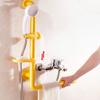 uhyOHF Bathroom Grab Bars, Multifunction Grab Bar with Shower Rack and Soap Dish,304 Stainless Steel L-Shaped Shower Safety Handle for Bathtubs,Bathroom Elderly Aid Support Bala(Yellow view 4
