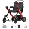 Paiseec 2-in-1 Electric Wheelchair for Adults & Seniors, Foldable Power Wheelchair Rollator Combo with Height-Adjustable Handle, Airline Approved, 18 Miles Long Range, Red, Left-Handed