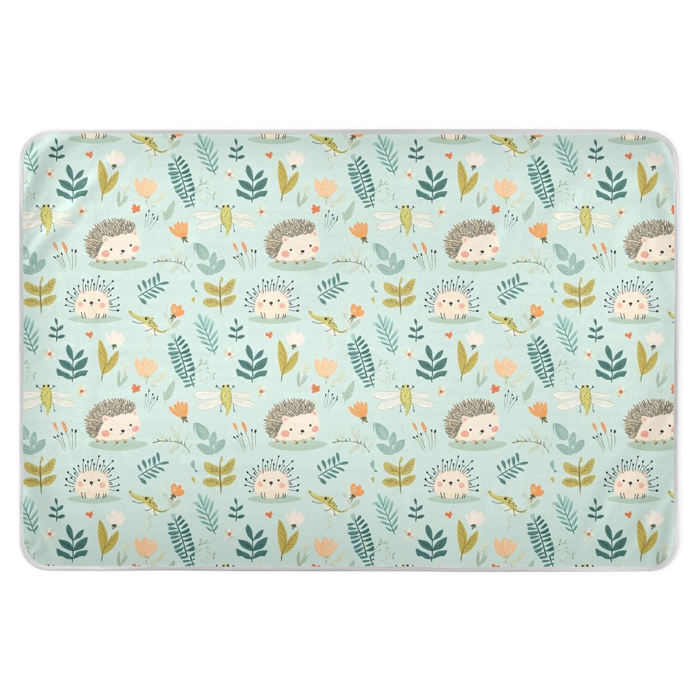 Safari Cartoon Hedgehog Training Pee Pads for Kids Soft Absorbent Skin-Friendly Incontinence Pads for Infant Baby , 52" L x 34" W