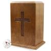 Wooden Urn for Human Ashes Large Adult Funeral Urn with Christian Cross Engraving Handcrafted Solid Wood Memorial Urn Box for Ashes 12 Inch view 1
