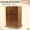 Wooden Urn for Human Ashes Large Adult Funeral Urn with Christian Cross Engraving Handcrafted Solid Wood Memorial Urn Box for Ashes 12 Inch view 2