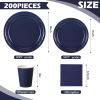 Tioncy 200 Pcs Navy Blue Disposable Paper Plates Cups and Napkins, Graduation Party Supplies Serve 50 Guests Disposable Paper Dinnerware Set for Birthday Wedding Baby Shower Family Picnic view 2