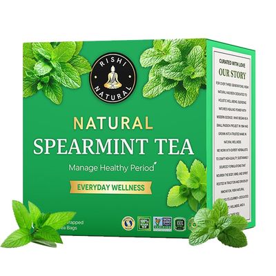 Rishi Natural Spearmint Leaf Tea (30 Tea Bags - 1 Month Pack)