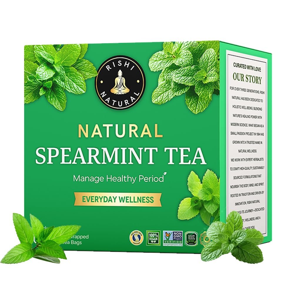 Rishi Natural Spearmint Leaf Tea (30 Tea Bags - 1 Month Pack)