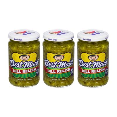 Best Maid Products Pickle Relish 10 Ounce 3 Packs - Sweet, Dill, Jalapeno Sweet, or Jalapeno Mustard (Dill Relish)