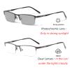 laureles Bifocal Reading Glasses Men Business Sun Photochromic Lens Metal Half Frame Fashion Transition Readers (Brown, 2.75, x) view 2