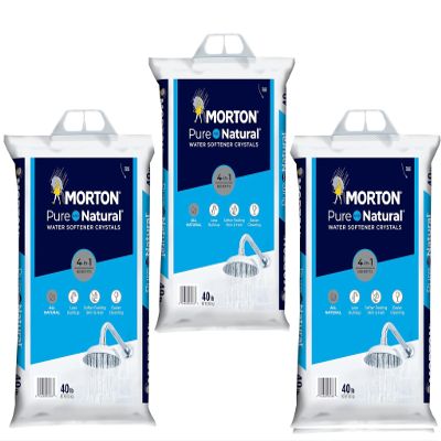 (3 PK) Morton Water Softener Salt Crystals, Pure and Natural 4 in 1, 40 pounds