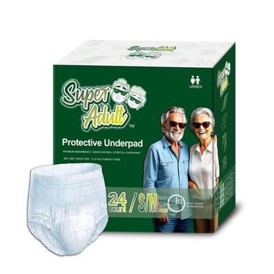 Super Adult, Premium Unisex Protective Underwear, Disposable Overnight Incontinence Briefs for Women & Men, Leak-Proof Protection, Maximum Absorbency, 24 Count (Small-Medium)