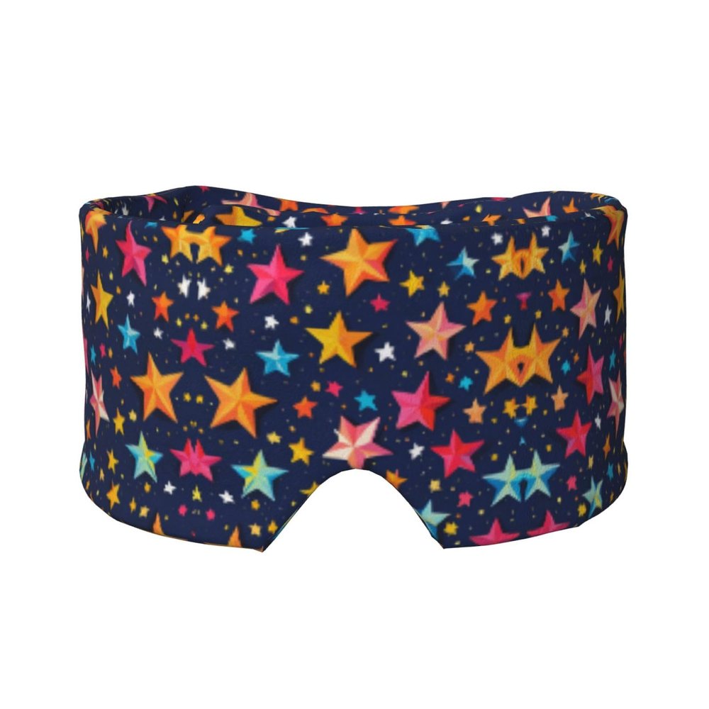 Color Stars Sleep Eye Mask for Women Men, Soft Sleeping Mask Bedroom Earmuffs with Adjustable Velcro Strap Print
