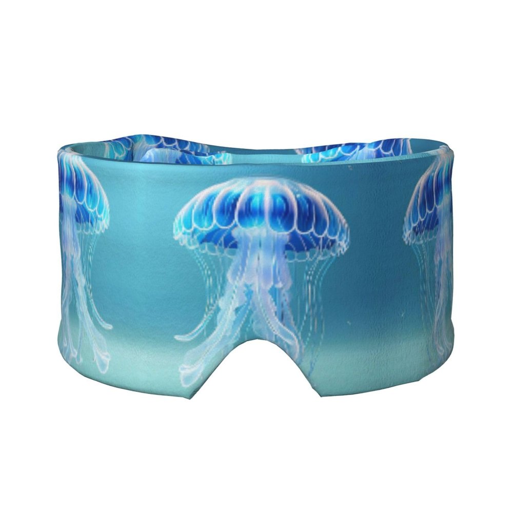 3D Jellyfish Sleep Eye Mask for Women Men, Soft Sleeping Mask Bedroom Earmuffs with Adjustable Velcro Strap Print