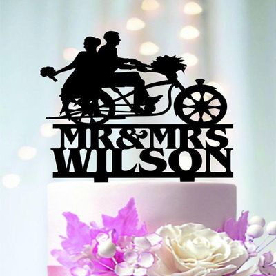 Bicycle Wedding Cake Topper, Cycling Couple Keepsake, Custom Bride and Groom Bike Decor, Travel Adventure Anniversary Engagement Gift
