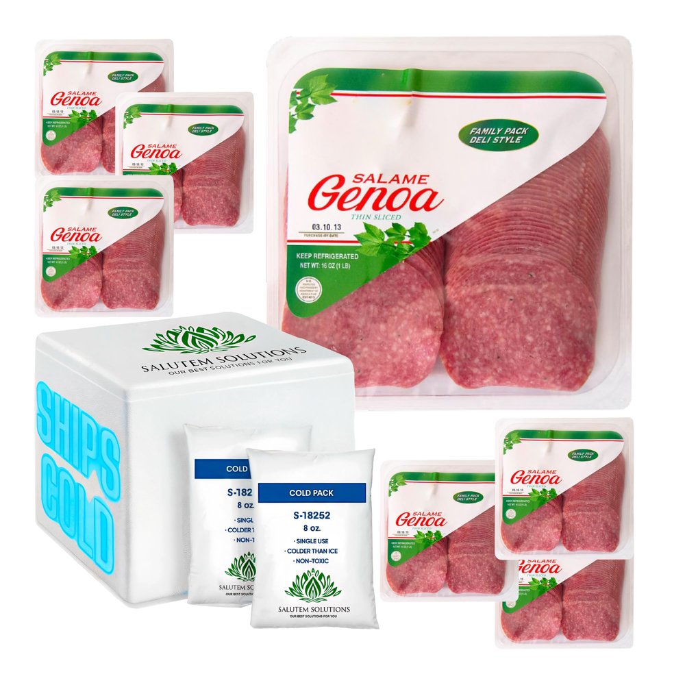 Salutem Vita - Genoa Salami Authentic Italian Flavor, 16 oz - Pack of 7