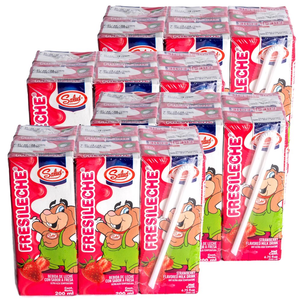 Salud Strawberry Milk Boxes Made with Real Strawberry & Whole Milk - 4g Protein, Calcium & Vitamin A, Leche Fresa - Perfect for Lunchboxes - 6.75 oz each, (24 Pack)
