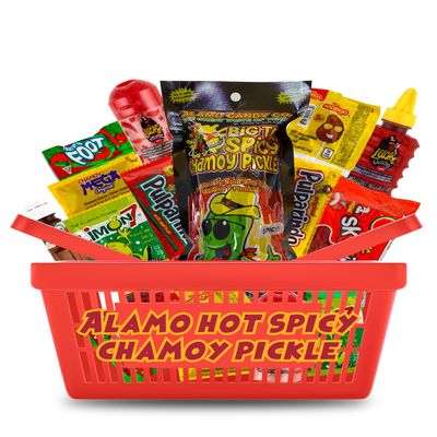 Alamo Hot Spicy Chamoy Pickle Kit, Mexican Candy Mix make the Famous TikTok Trend, (13 Pieces) Includes Original Alamo Spicy Dill Pickle, Baby Lucas, Lucas Gusano, Skwinkles Salsaghetti & and Other Mexican Candy by LookOn