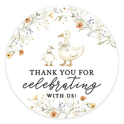 Andaz Press 2 Inch A Little Silly Goose Baby Shower Stickers for Favors, Candy, Envelopes, Wildflowers Goose Baby Shower Decorations, Thank You For Celebrating With Us Stickers Gender Neutral, 40 Pack