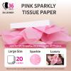 36 Sheets Glitter Pink Tissue Paper for Gift Bags 20 x 20 inch Sparkling Wrapping Tissue for Crafts & Party Packaging view 2