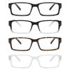 WENLCCK Rectangle Reading Glasses for Men and Women with Spring Hinges Clear Lens Readers (Black,Gradient Black,Demi Brown,Transparent, 0.75, x) view 3