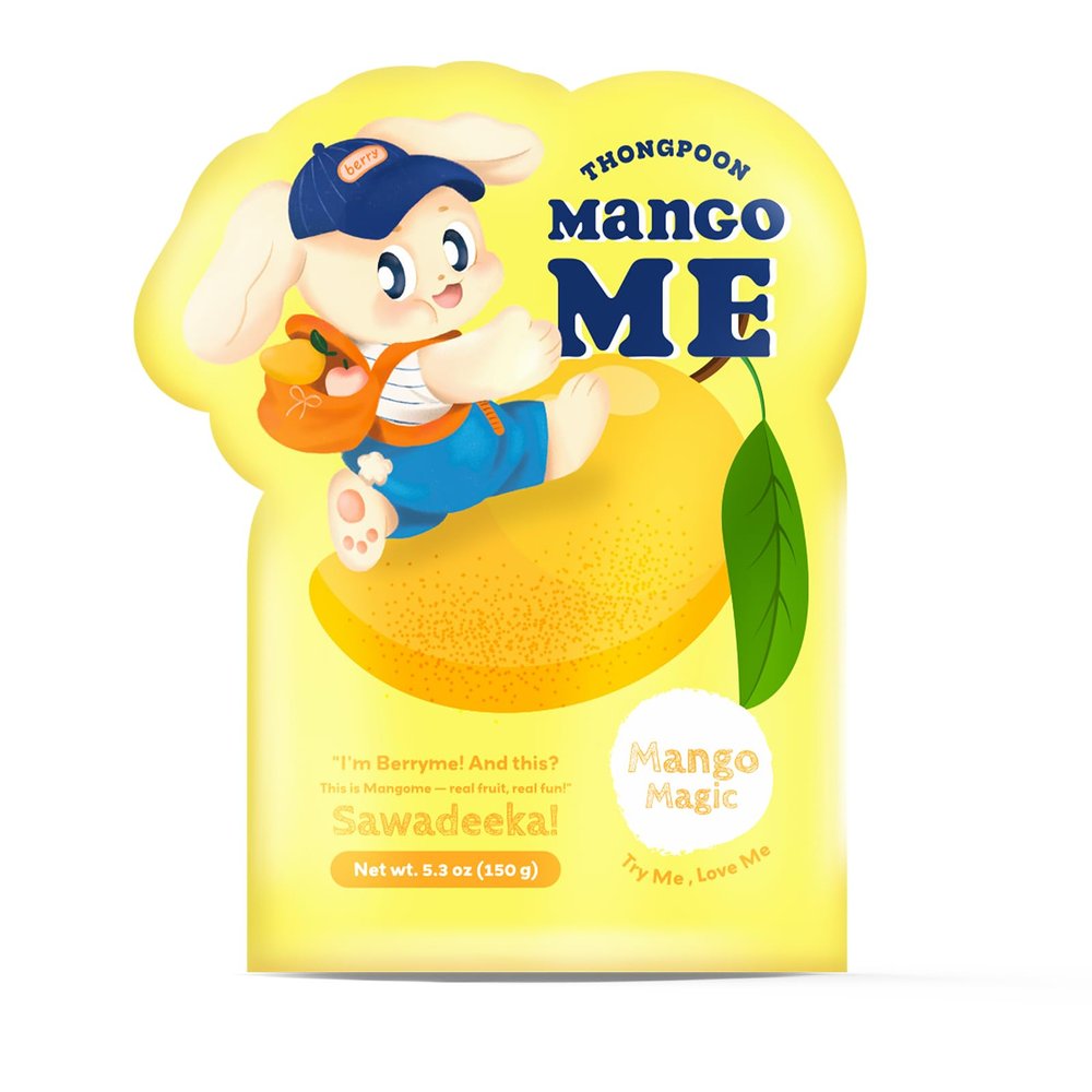 Berryme The Magical Mango Gummy, Made with Real Mango, Yummy Chewy Fun, Naturally Fruity, Gluten-Free, Vegan, Happy Tummy, Soft, Sweet & Totally Fun 5.3oz(150gram)- A Gummy That Brings Smiles.