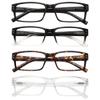 WENLCCK Rectangle Reading Glasses for Men and Women with Spring Hinges Clear Lens Readers (Black,Gradient Black,Demi Brown,Transparent, 3.0, x) view 2