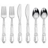 Nervure 150PCS Silver Plastic Silverware, Heavy Duty Disposable Cutlery Set view 1