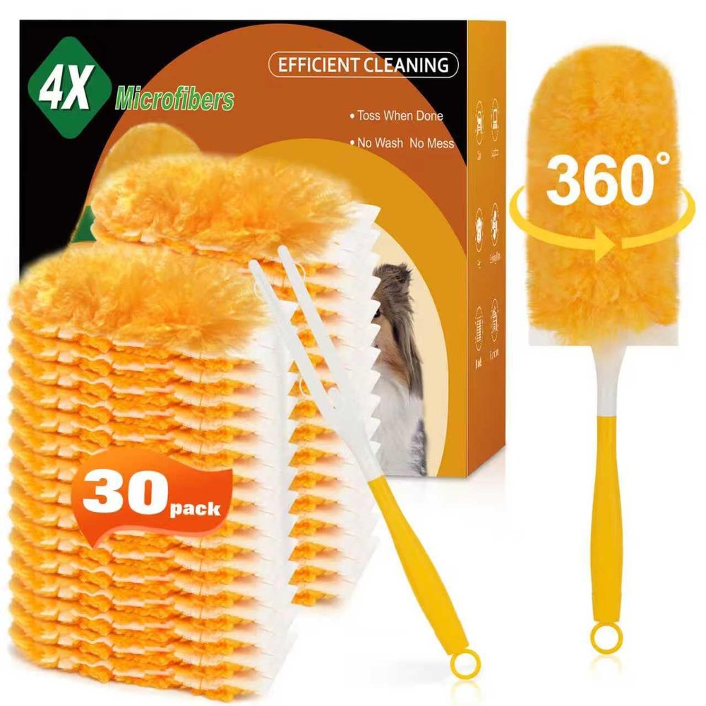 360 Heavy Duty Duster Refills for Swiffer Duster,30 Pack & 1Handle 4X Faster Electrostatic Deep Duster Kit for Cleaning, Pet Hair, Blinds & Car Vents,Lasts 2+ Months, Eco-Friendly & Gift-Ready