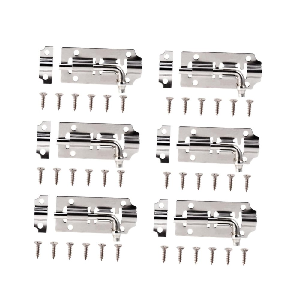 EUVAROMEX 12pcs Door Safety Bolt Door Locks Cabinet Locks for Door Reinforcement Lock Latches Handles Door Knobs Gate Latch Sliding Door Lock Hanger Gate Lock Door Safety Lock Silver/4777