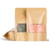 100 Pcs 5x8 Inch Kraft Paper Bags with Transparent Window, Stand Up Pouches,Smell Proof Bags,Resealable Bags for Small Business, Zipper Food Storage,for Packaging Snacks Cookies Candy view 1