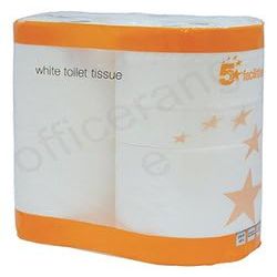 5 Star Facilities Toilet Paper Rolls, 1-Ply, 120 x 96, White, 10 Pack