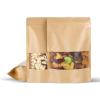 100 Pcs 6x9 Inch Kraft Paper Bags with Transparent Window, Stand Up Pouches,Smell Proof Bags,Resealable Bags for Small Business, Zipper Food Storage,for Packaging Snacks Cookies Candy view 1