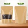 100 Pcs 6x9 Inch Kraft Paper Bags with Transparent Window, Stand Up Pouches,Smell Proof Bags,Resealable Bags for Small Business, Zipper Food Storage,for Packaging Snacks Cookies Candy view 4