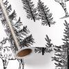 LeZakaa 30in x 32.8Ft Woodland Christmas Wrapping Paper Roll, Vintage Forest Reindeer & Snowy Pine Trees in Black White Sketch-style Design, Holiday Party Gift Wrap for Kids Boys Girls, Jumbo Roll view 1