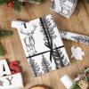 LeZakaa 30in x 32.8Ft Woodland Christmas Wrapping Paper Roll, Vintage Forest Reindeer & Snowy Pine Trees in Black White Sketch-style Design, Holiday Party Gift Wrap for Kids Boys Girls, Jumbo Roll view 3