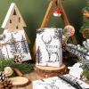 LeZakaa 30in x 32.8Ft Woodland Christmas Wrapping Paper Roll, Vintage Forest Reindeer & Snowy Pine Trees in Black White Sketch-style Design, Holiday Party Gift Wrap for Kids Boys Girls, Jumbo Roll view 4