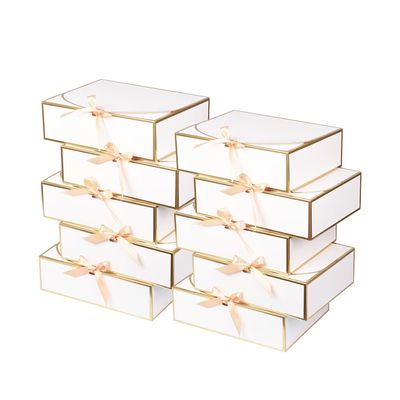 10Pack White Gift Boxes, 10.6x7.8x3.1Inch Bridesmaid Proposal Box with Ribbons, Gift Boxes with Lids for Presents, Mother's Day, Wedding, Birthday Party, Anniversary