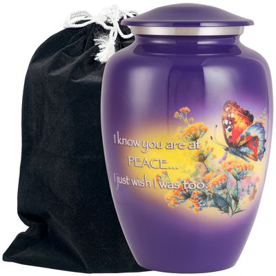 Urns for Human Ashes Adult Female/Male | Handcrafted Cremation Funeral Burial Decorative urns | Eternal Butterfly 200 LBS