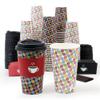 100 Pack 16 oz Paper Coffee Cups with Lids and Sleeves, To Go Paper Cups for Hot & Cold Beverage, Sturdy Thick Paper & Leak-free, Black & White Designs for Home, Business, Caf, Juice or Tea. view 1