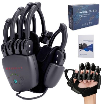 Upgrade Rehabilitation Robot Gloves for Stroke Hemiplegia Recovery, Portable Robotic Hand Glove for Stroke Rehab, Adjustable Strength, 4 Mode (Plug-in Style Without Mirror Training, Left Hand-L)