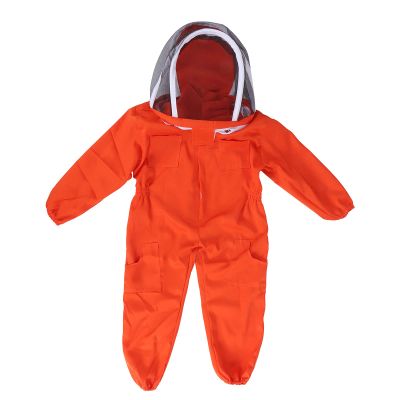 Children's One Piece Beekeeping Suit with Veil Hood, Protective Clothing for Kids, Zipper Design, Breathable Polyester Cotton Material, Anti Bee and Anti Biting (L)